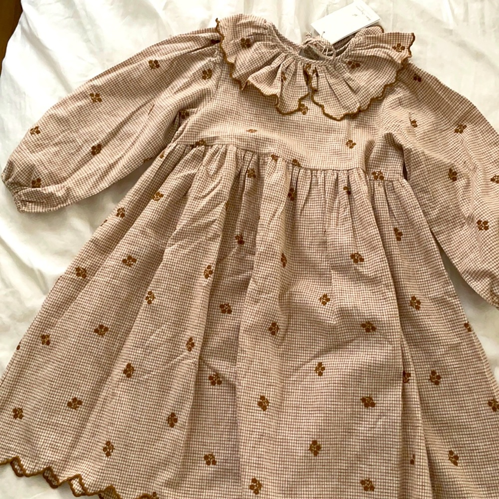 Bebe organic Olivia dress with collar pin check
